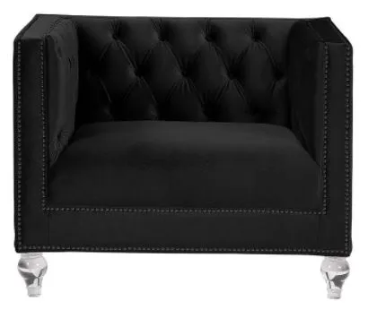 40 Black Velvet Tufted Arm Chair