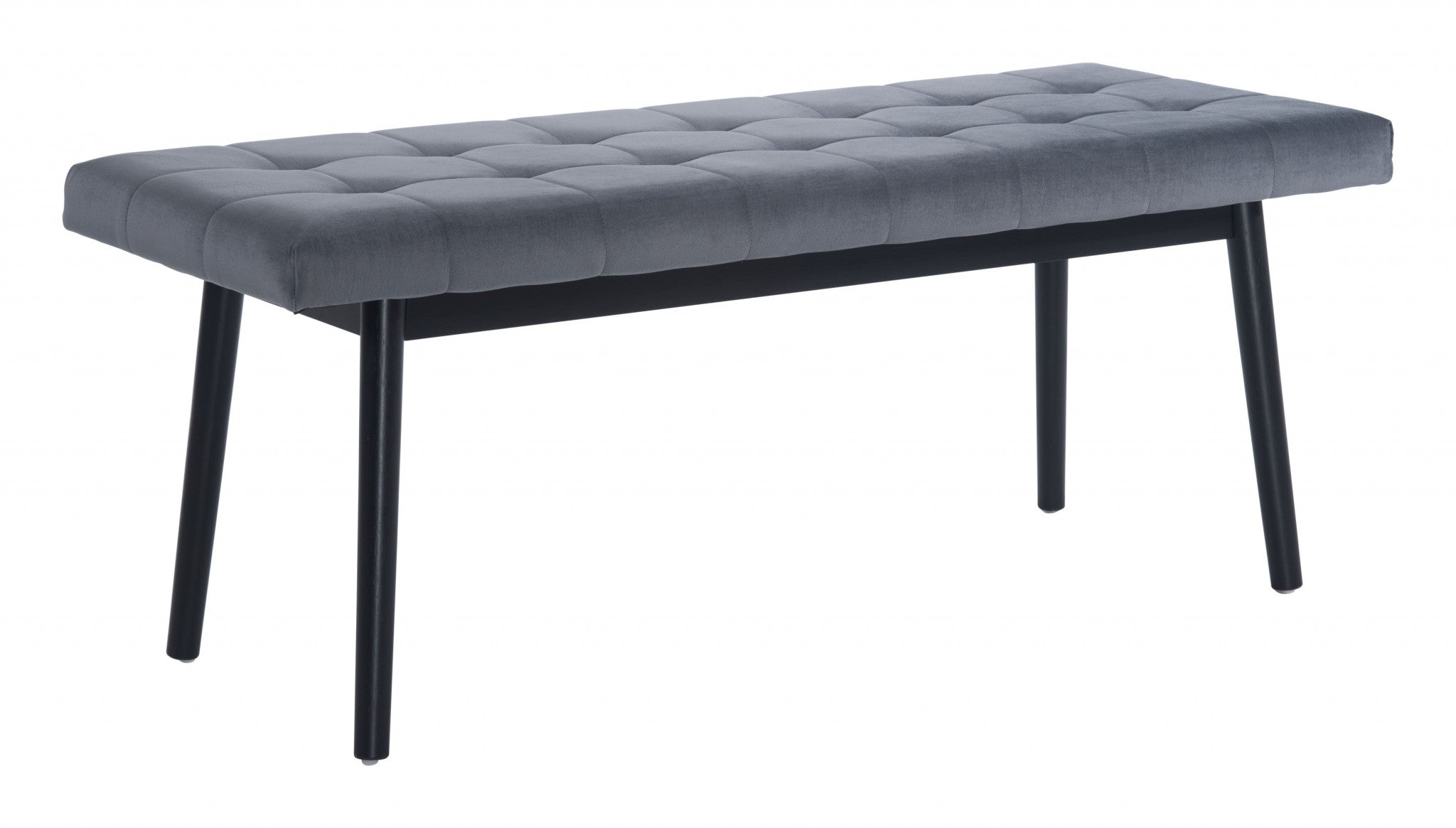 49 Gray and Black Upholstered Velvet Bench