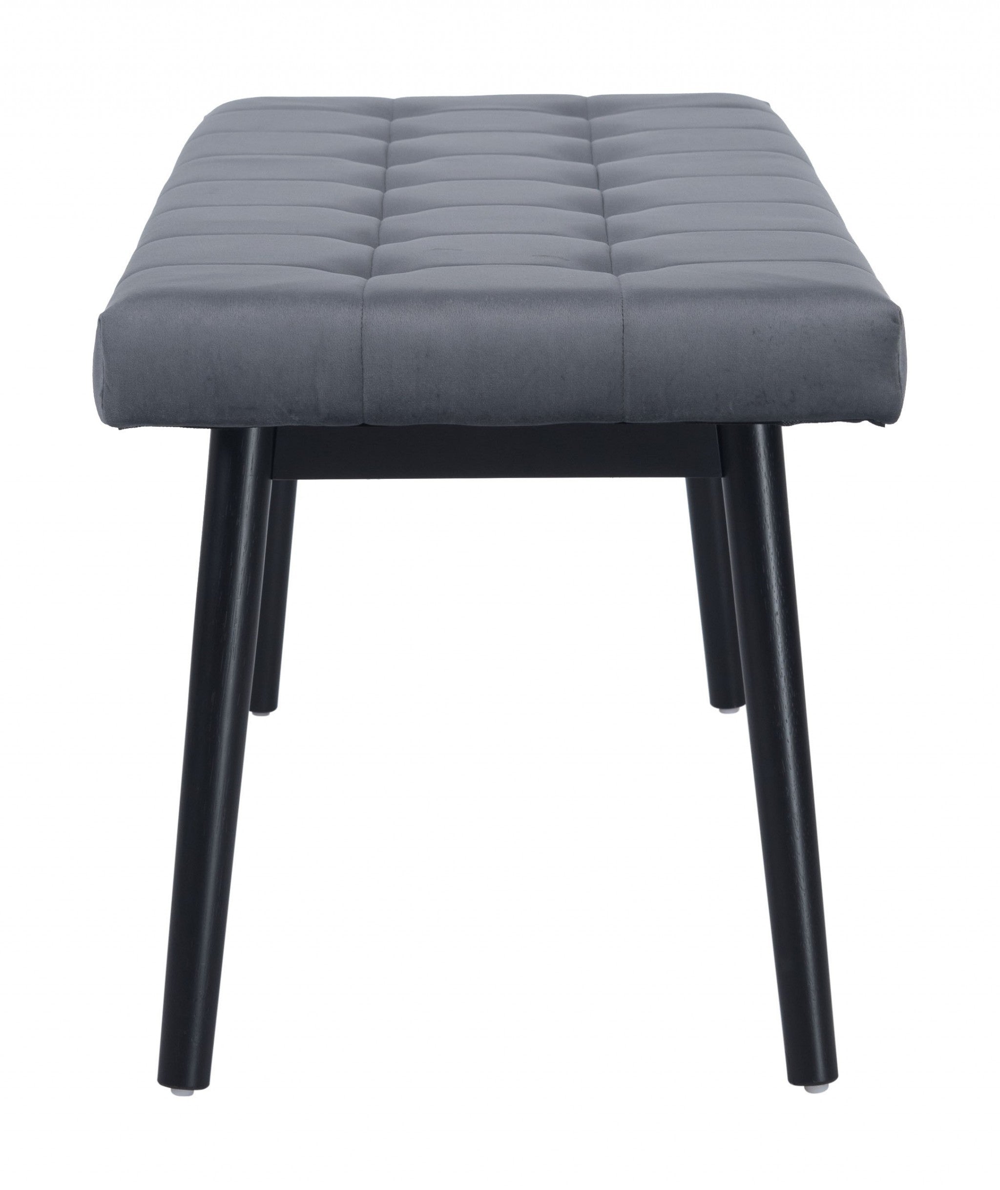 49 Gray and Black Upholstered Velvet Bench