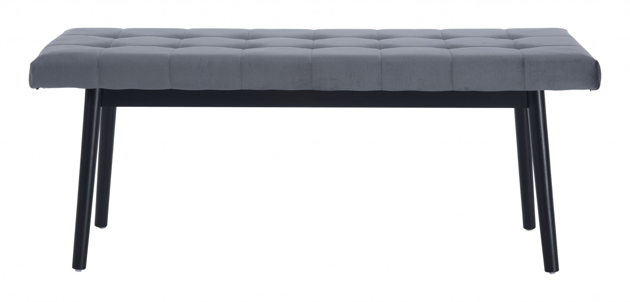 49 Gray and Black Upholstered Velvet Bench