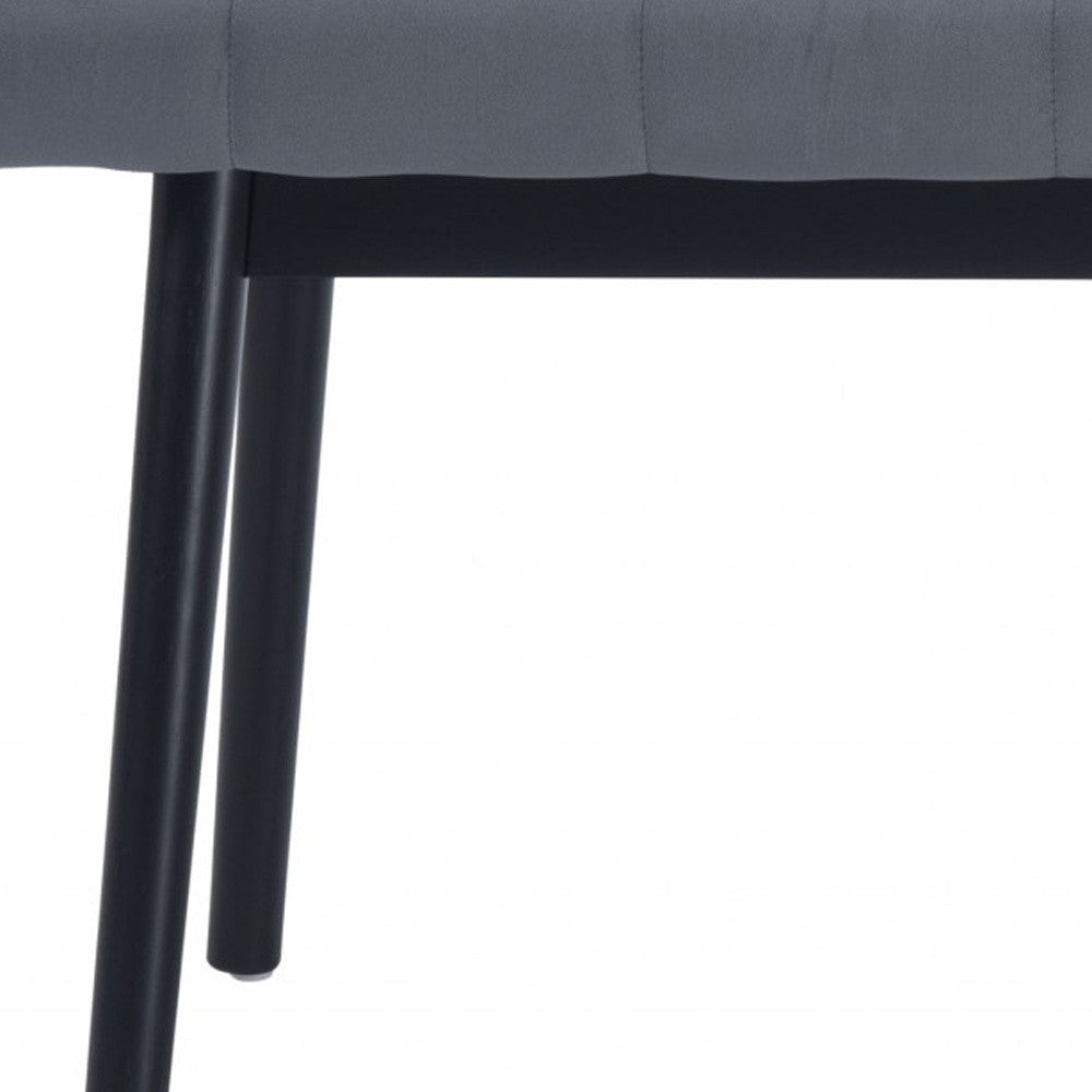 49 Gray and Black Upholstered Velvet Bench