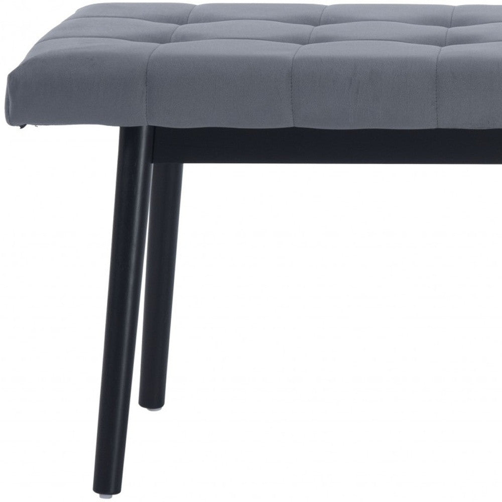 49 Gray and Black Upholstered Velvet Bench