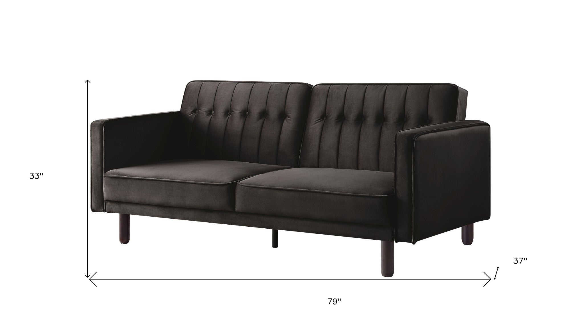 79 Brown Velvet And Black Sleeper Sofa