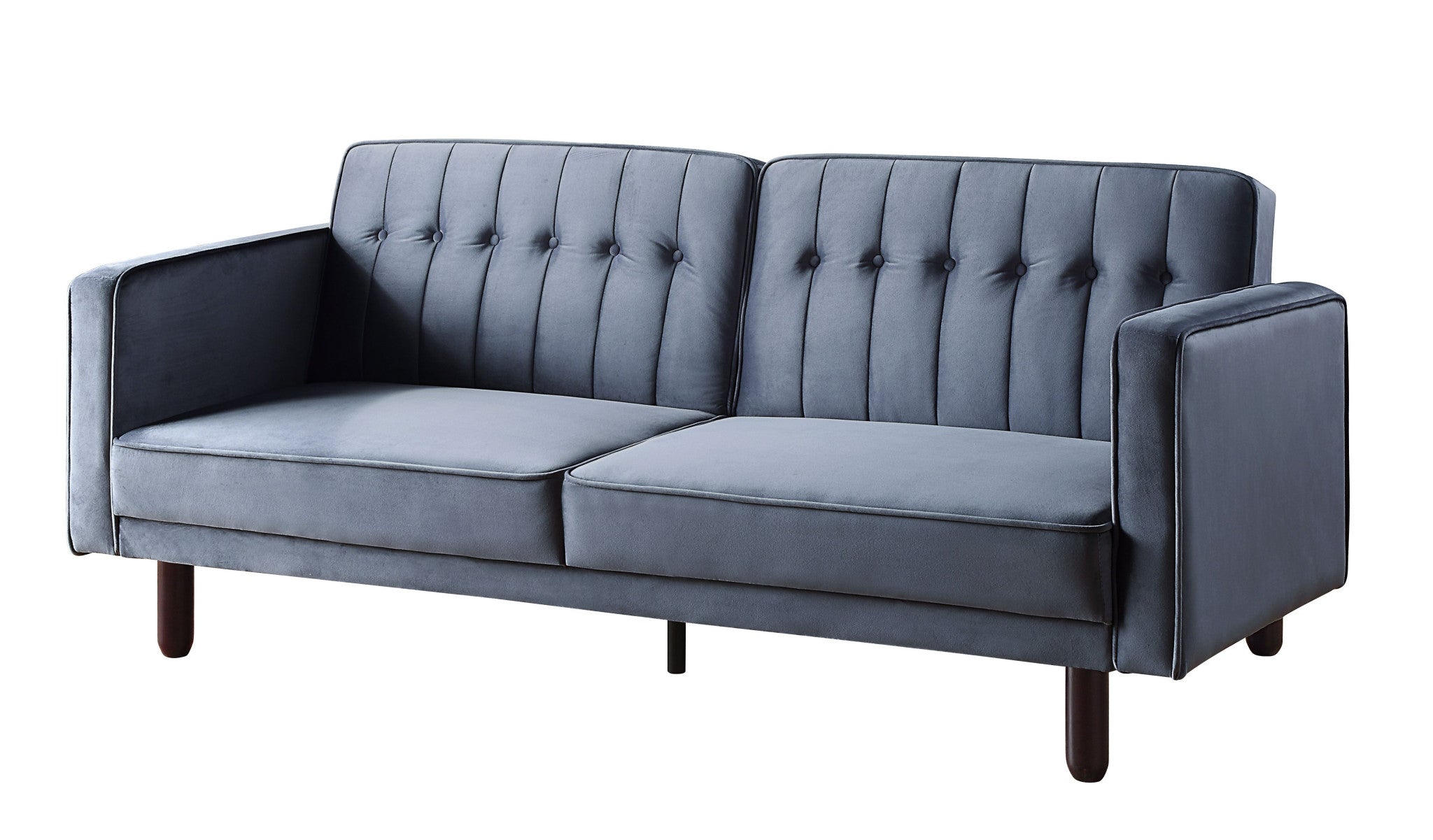 79 Dark Gray Velvet And Black Sleeper Sofa