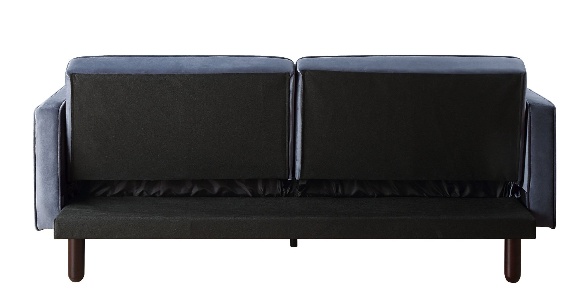 79 Dark Gray Velvet And Black Sleeper Sofa