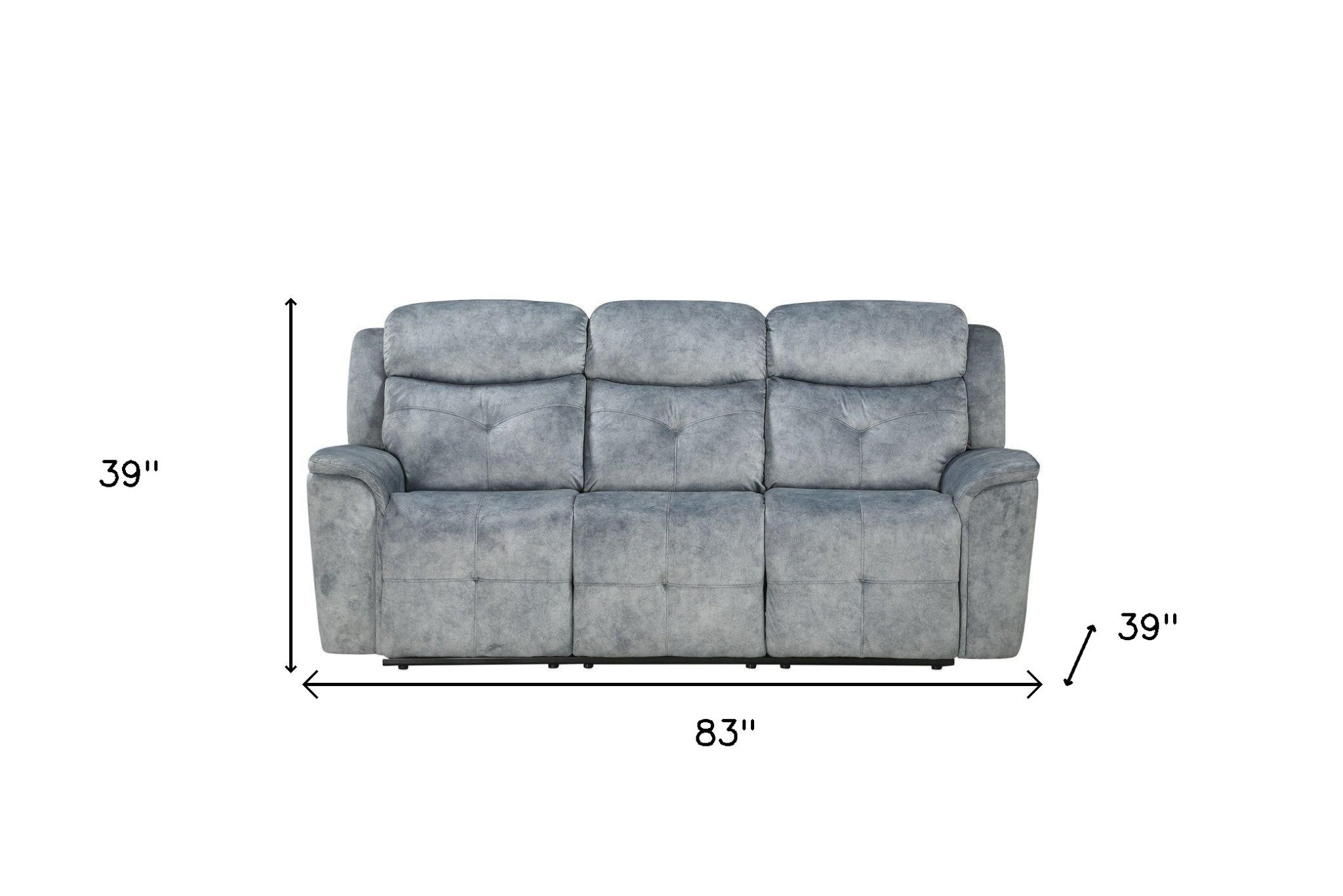 83 Gray And Black Velvet Reclining Sofa