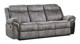 87 Gray And Black Velvet Reclining USB Sofa