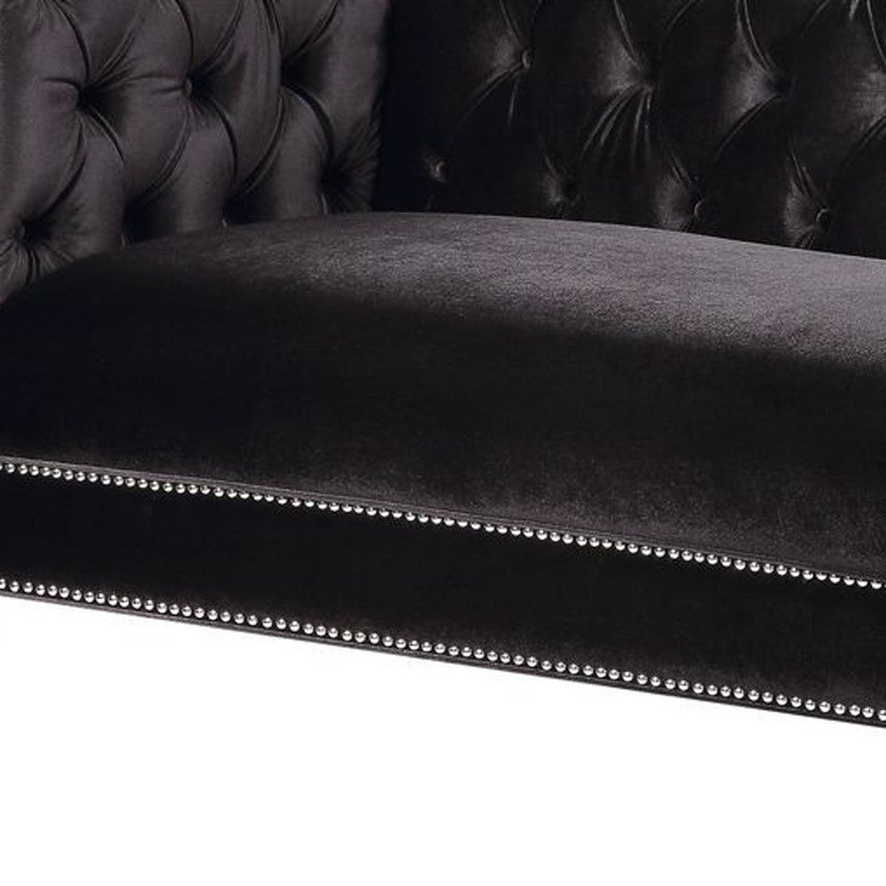 89 Black And Clear Velvet Sofa And Toss Pillows