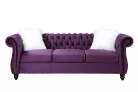 89 Purple Black Velvet Sofa