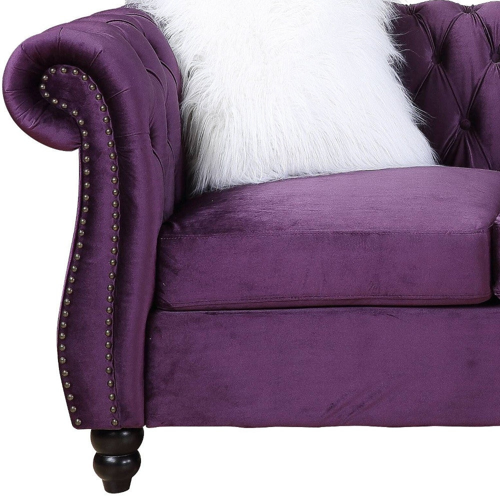 89 Purple Black Velvet Sofa