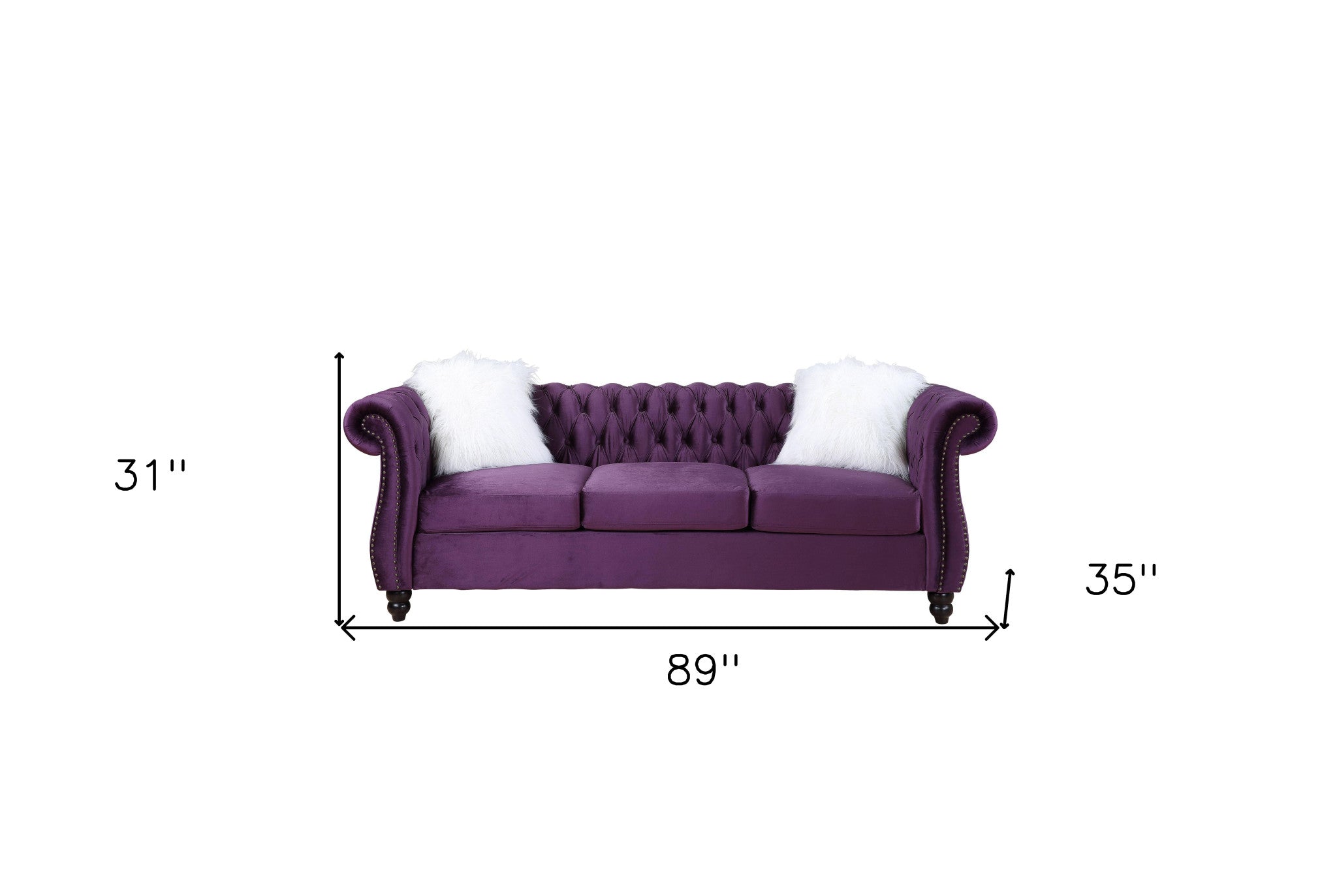 89 Purple Black Velvet Sofa