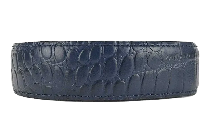 Alligator Embossed Navy 1 3/8 Leather Strap