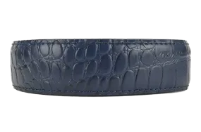 Alligator Embossed Navy 1 3/8 Leather Strap