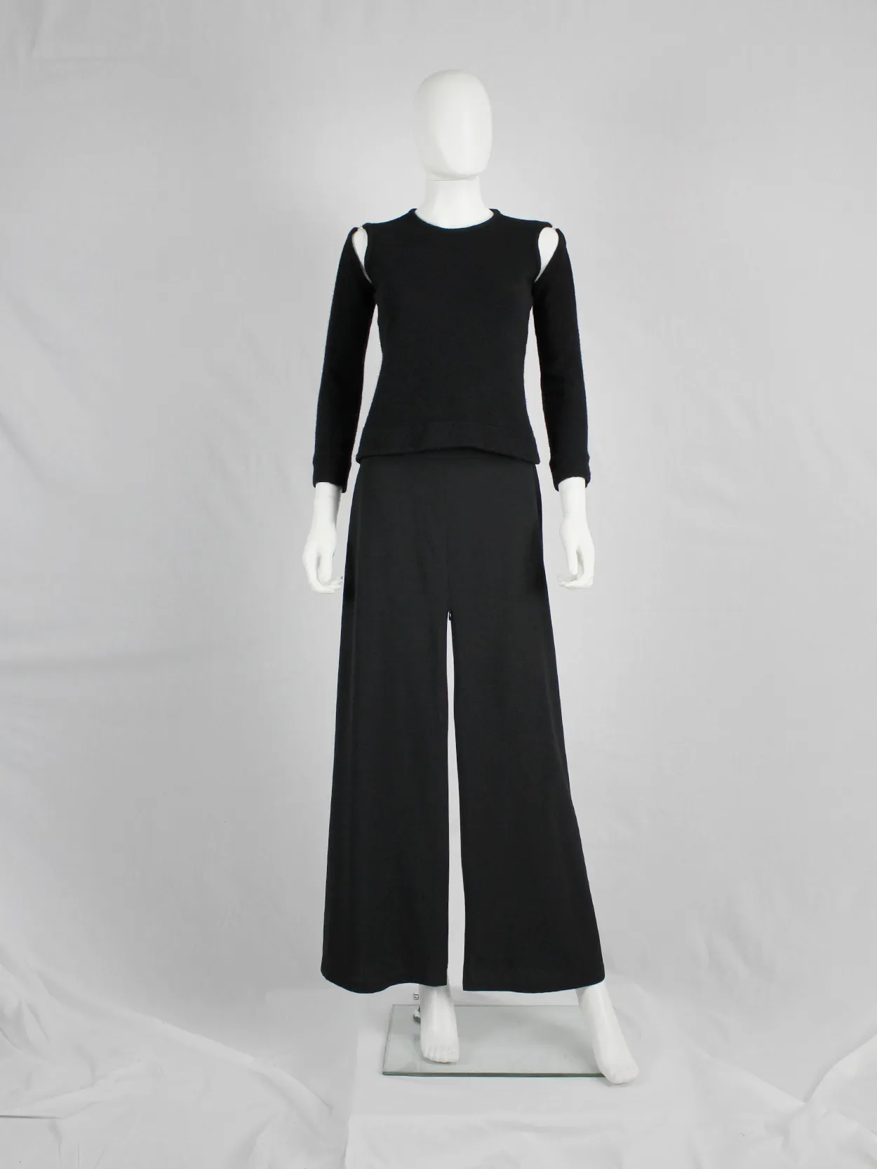 Ann Demeulemeester black maxi skirt with high zipper slit — 1990’s