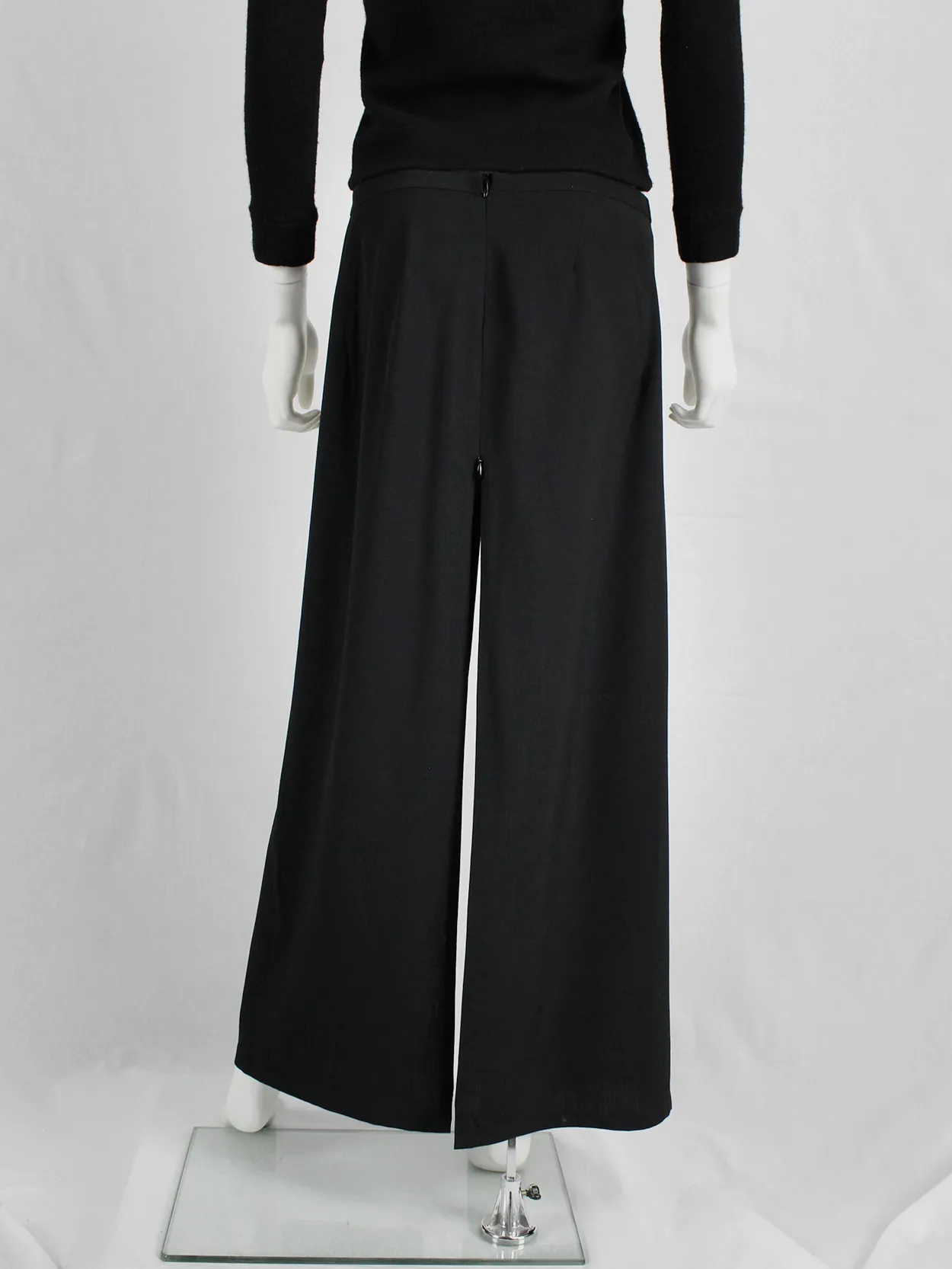 Ann Demeulemeester black maxi skirt with high zipper slit — 1990’s