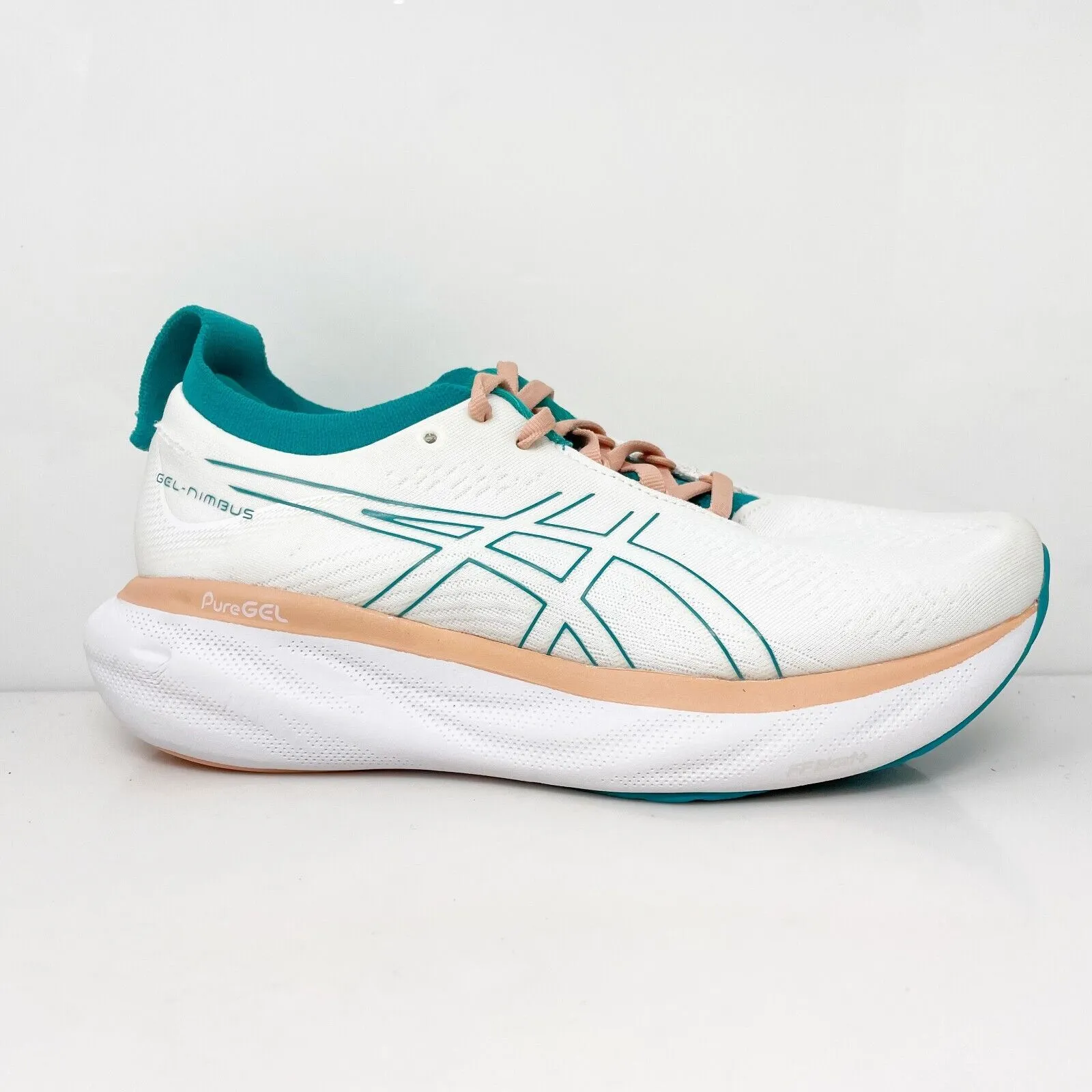 Asics Womens Gel Nimbus 25 1012B550 White Running Shoes Sneakers Size 7.5