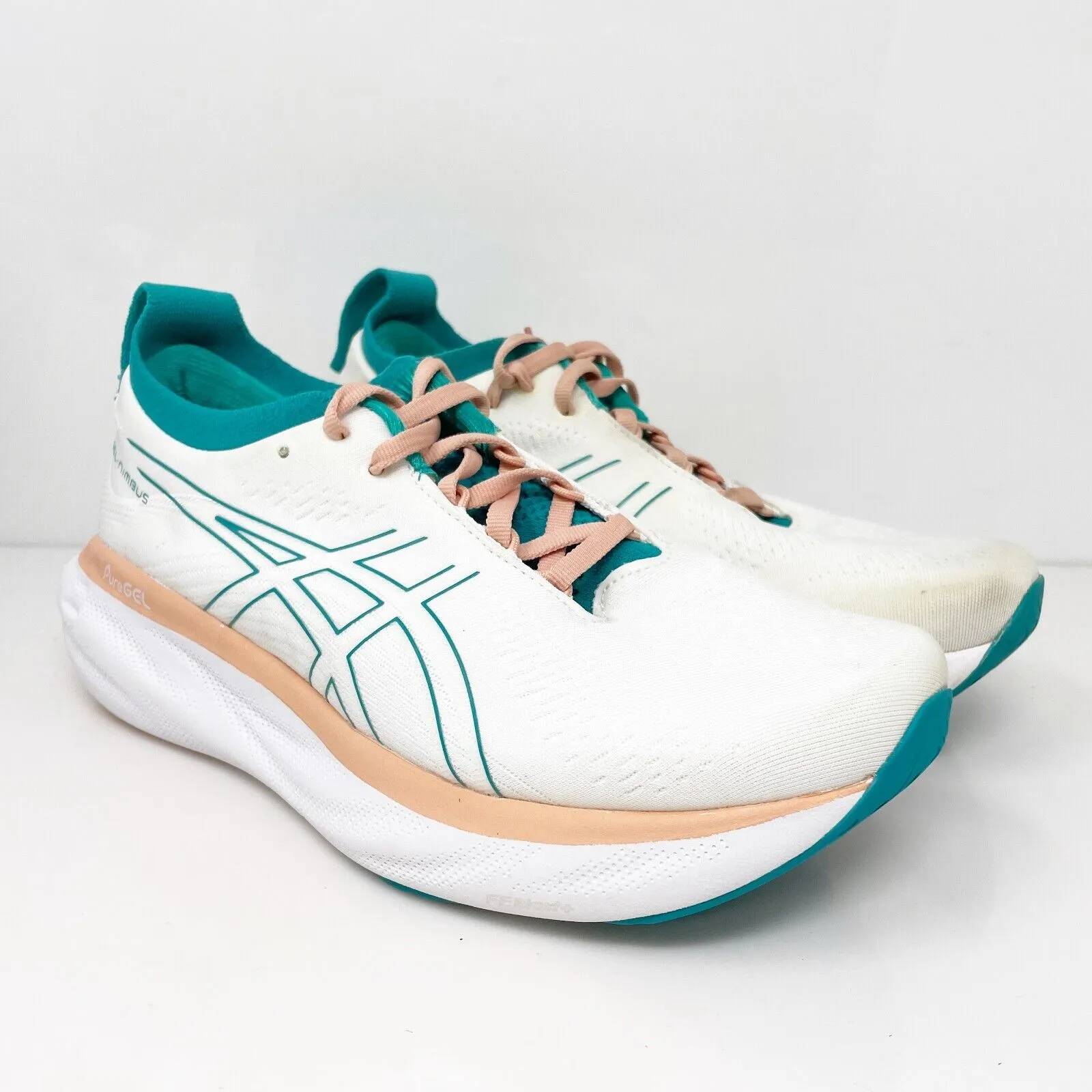 Asics Womens Gel Nimbus 25 1012B550 White Running Shoes Sneakers Size 7.5