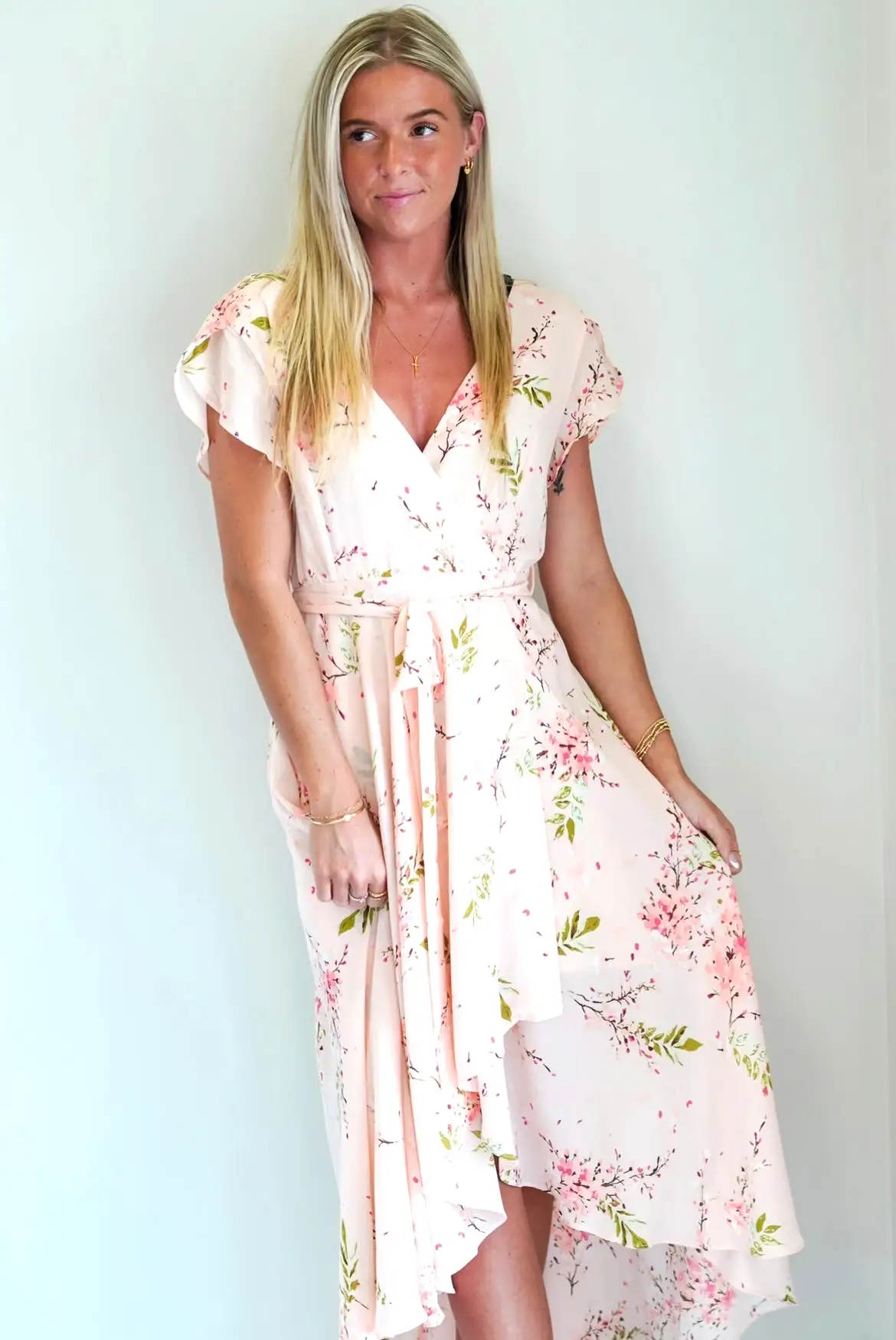 Ava Blush Floral Maxi Dress