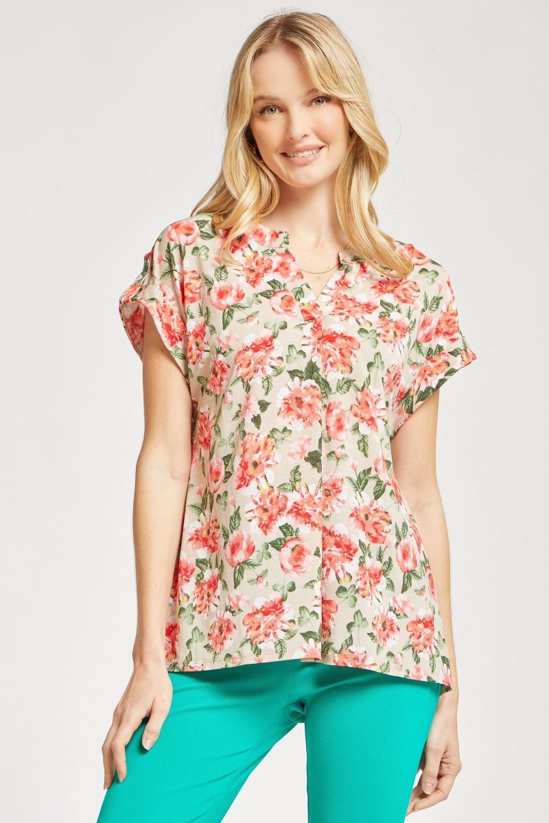 Beige Floral Lizzy Top