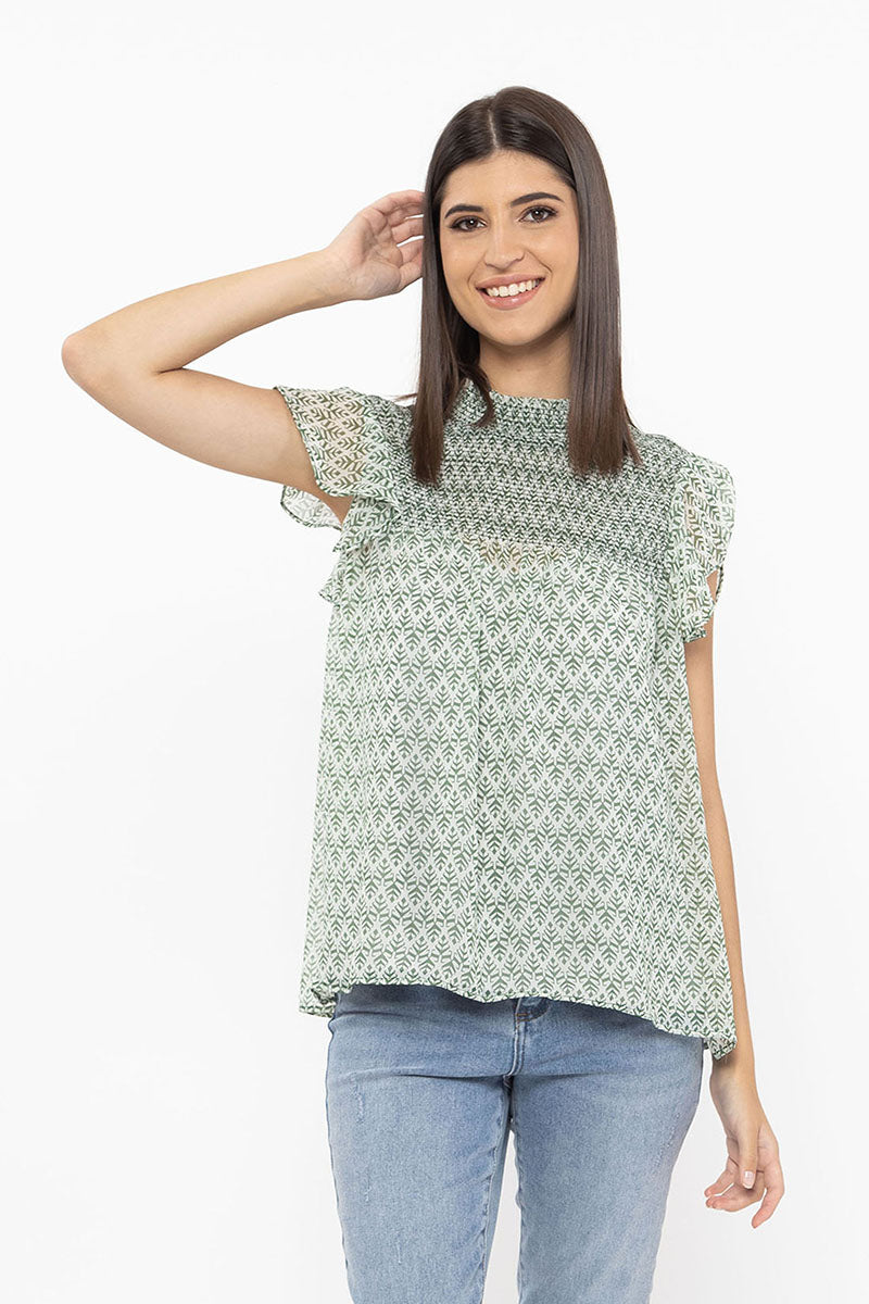 Billie The Label Amorous Top - Green Motif