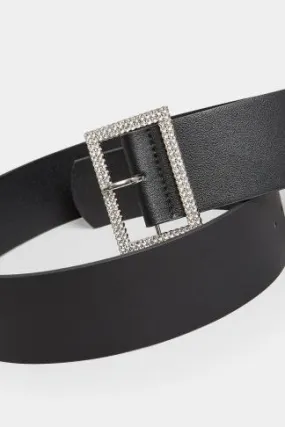 Black Diamante Buckle Wide Belt