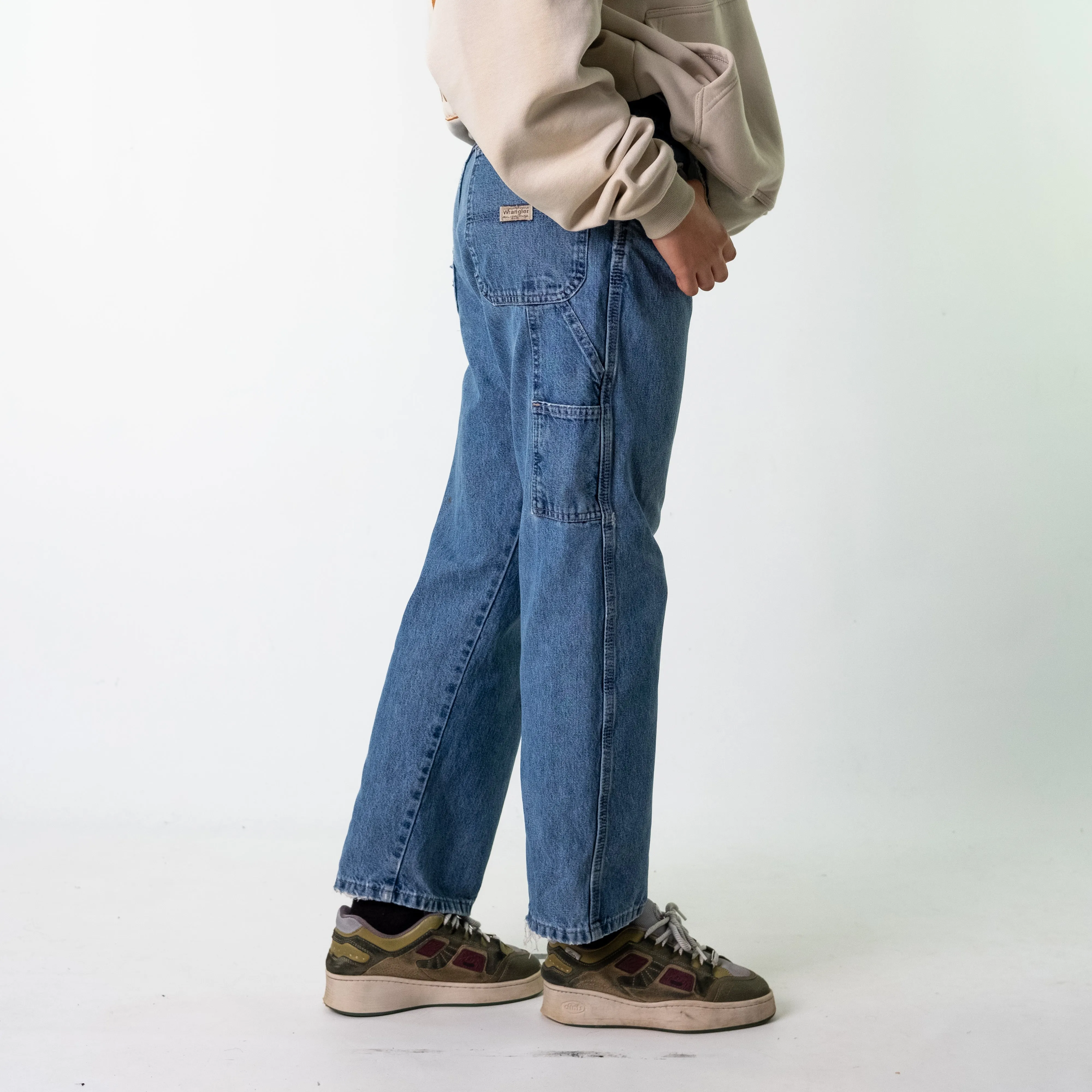 Blue Denim 90s Baggy Hip Hop Wrangler Cargo Skater Trousers Pants Jeans (30x30)