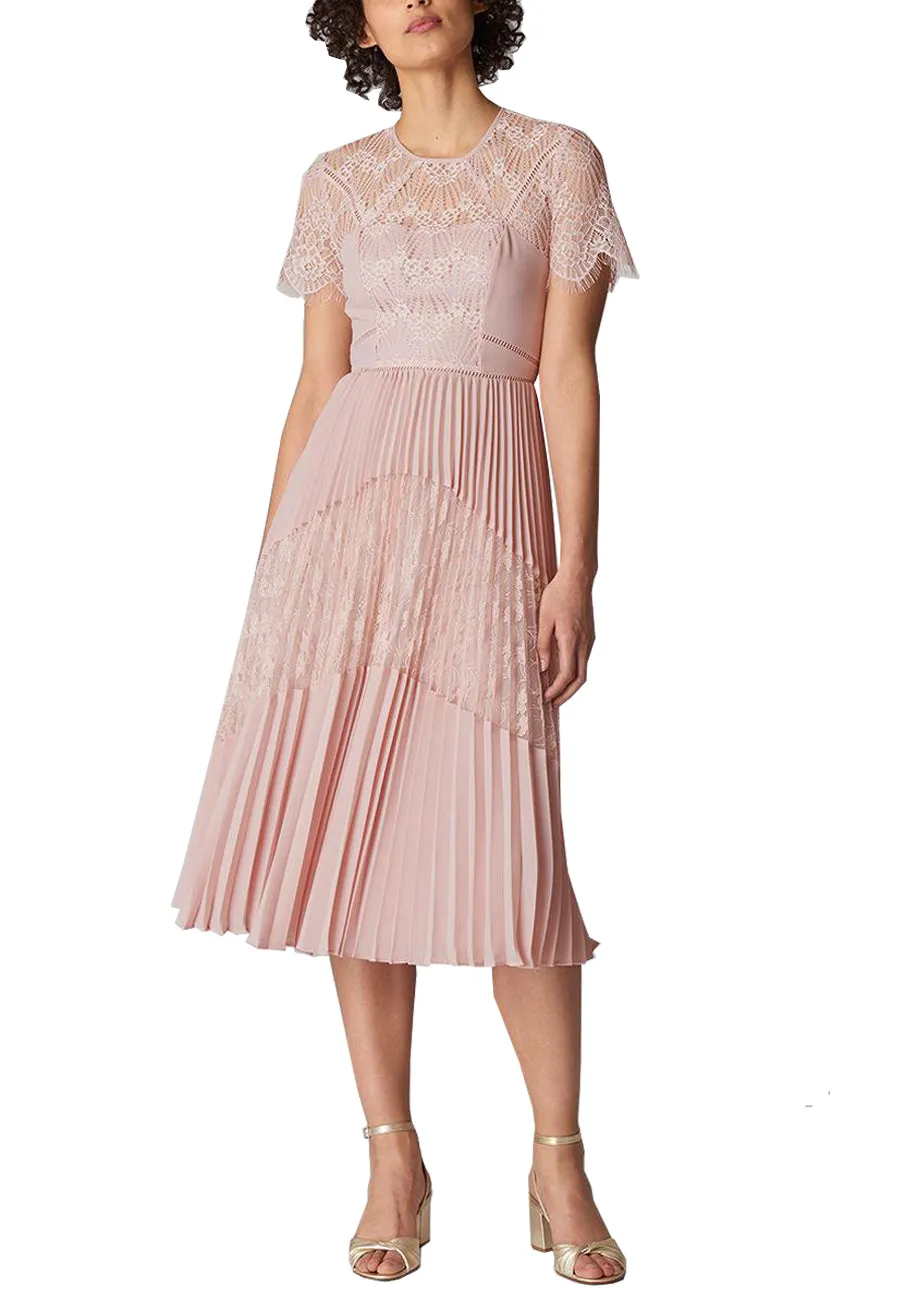 Blush Bianca Short Sleeves Lace Panel Dress