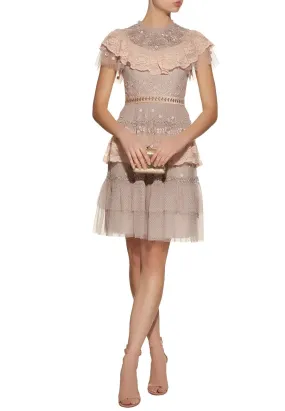 Blush Cinderella Tonal Embroidered Dress