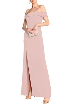 Blush Cold Shoulder Satin Crepe Maxi Dress