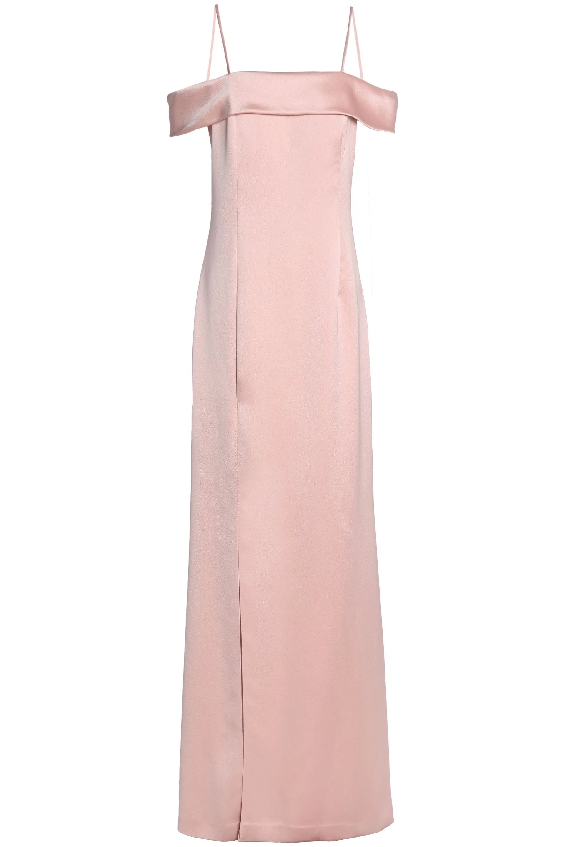 Blush Cold Shoulder Satin Crepe Maxi Dress