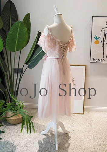 Blush Pink Lace Short Formal Dress X2012