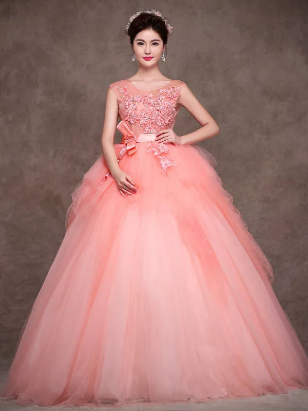 Blush Pink Quinceanera Tulle Ball Gown Home Coming Prom Dress X004