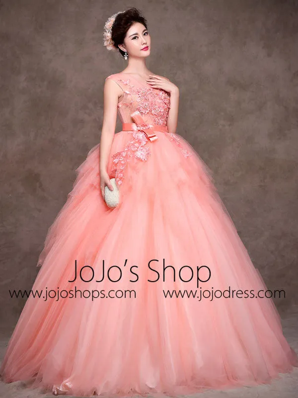 Blush Pink Quinceanera Tulle Ball Gown Home Coming Prom Dress X004