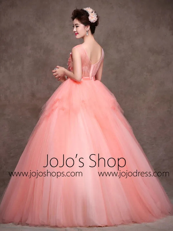 Blush Pink Quinceanera Tulle Ball Gown Home Coming Prom Dress X004