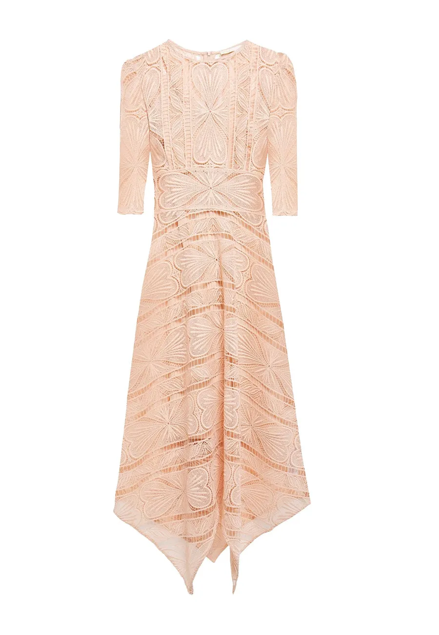 Blush Ripaz Macrame Lace Midi Dress