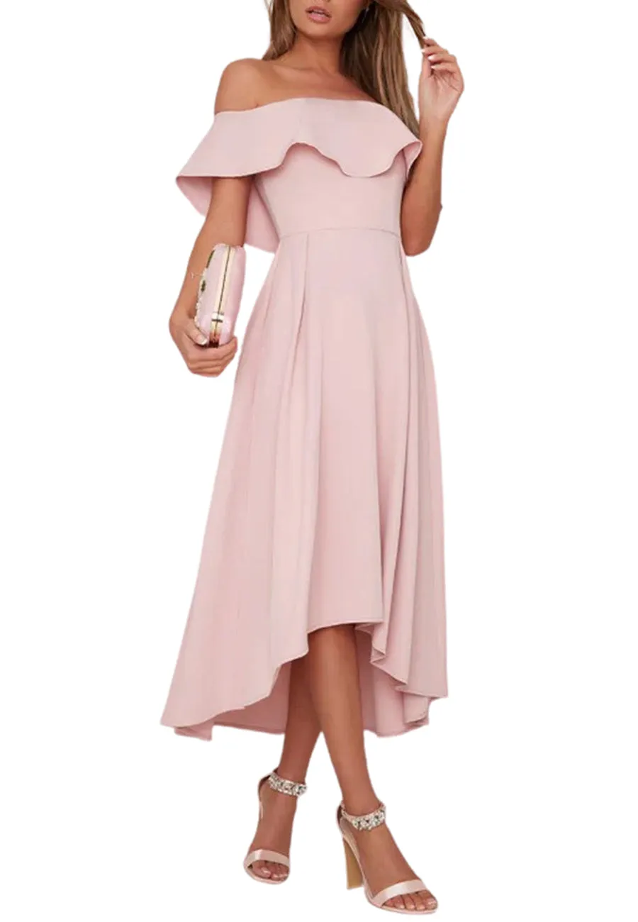 Blush Wanda Off Shoulder High Low Dress