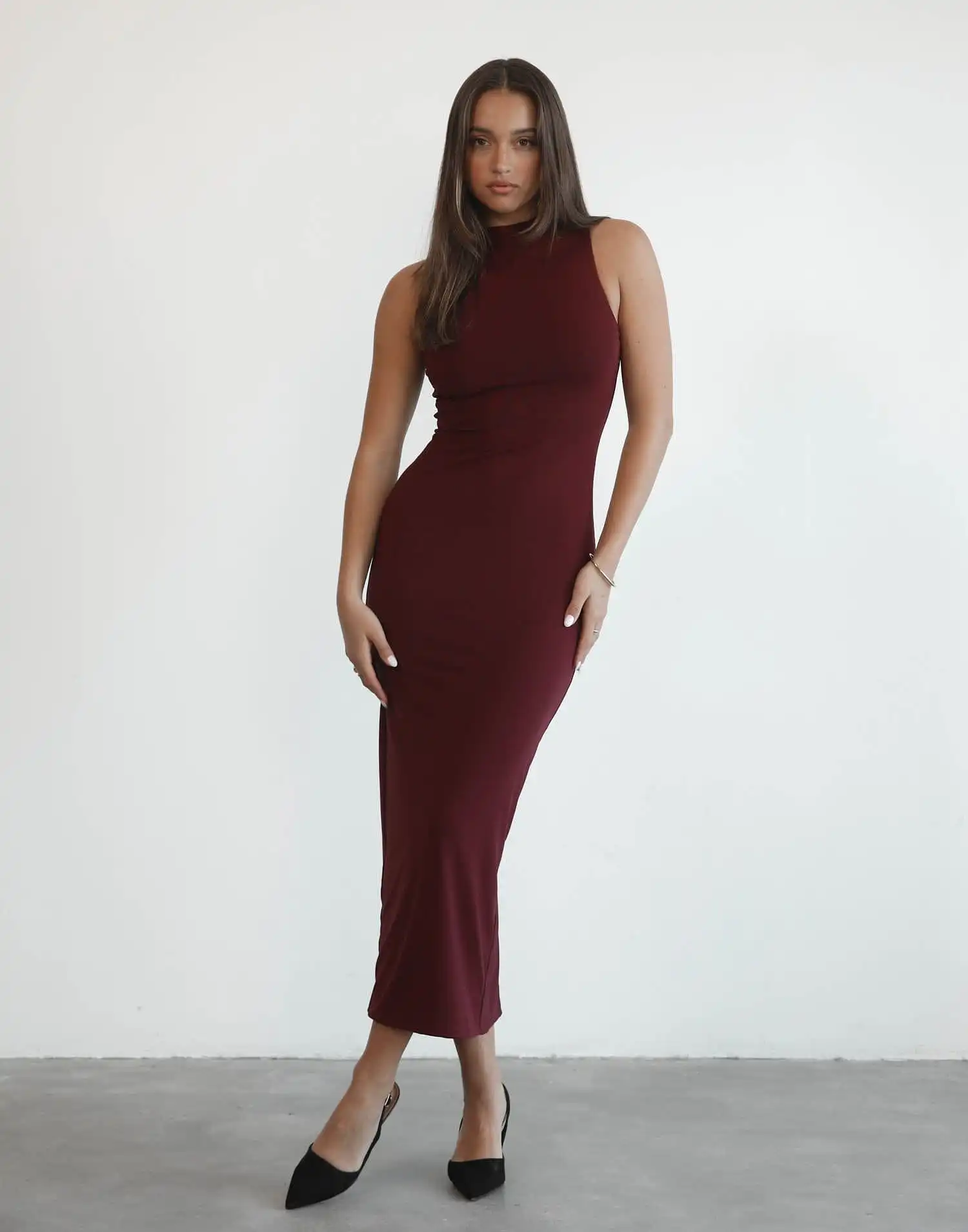 Breaking News Mesh Maxi Dress (Plum)