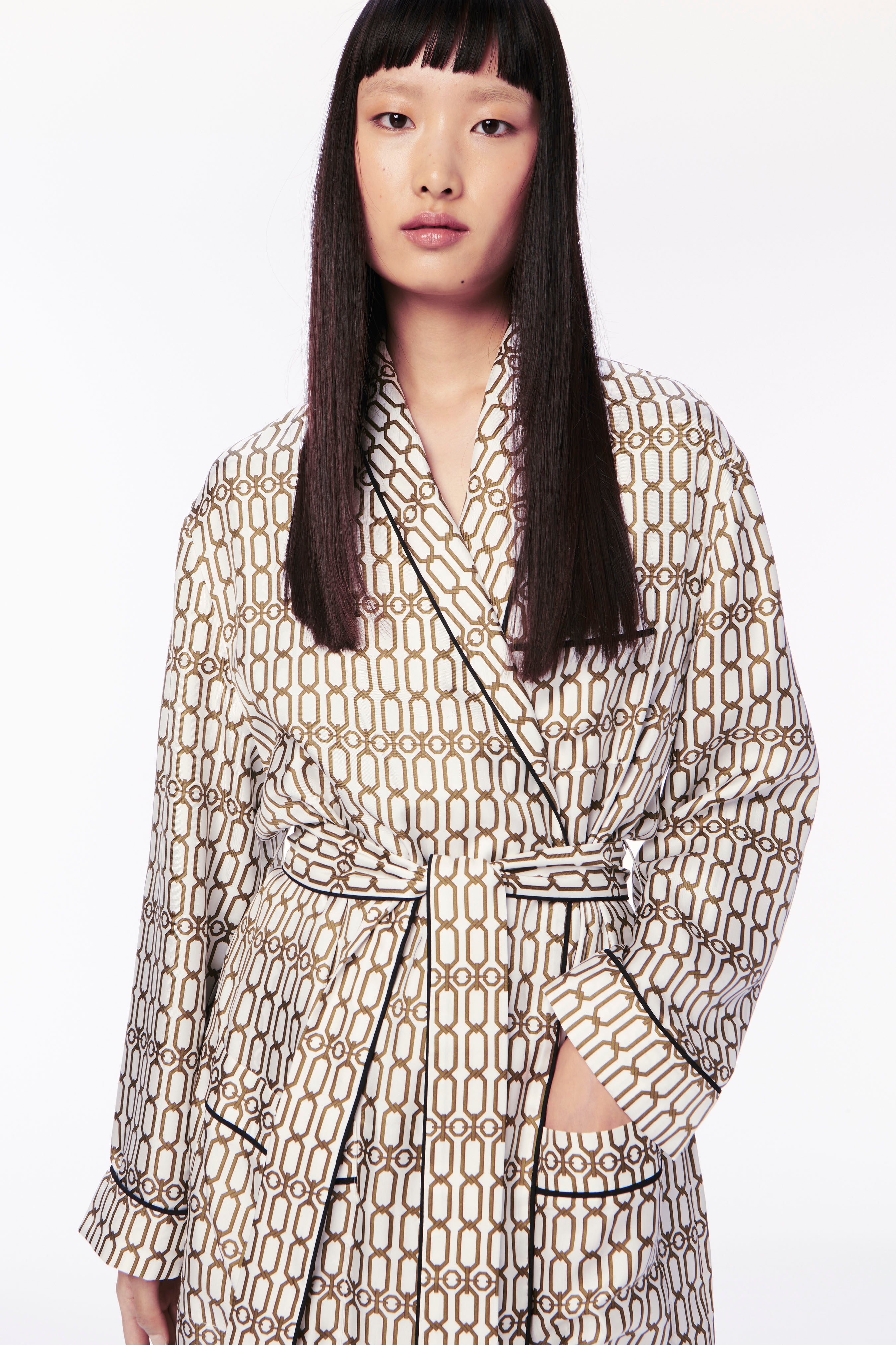 Chain Print Robe in Ivory