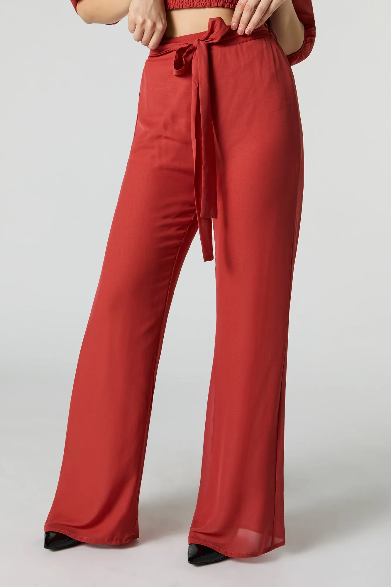 Chiffon Belted Palazzo Pant