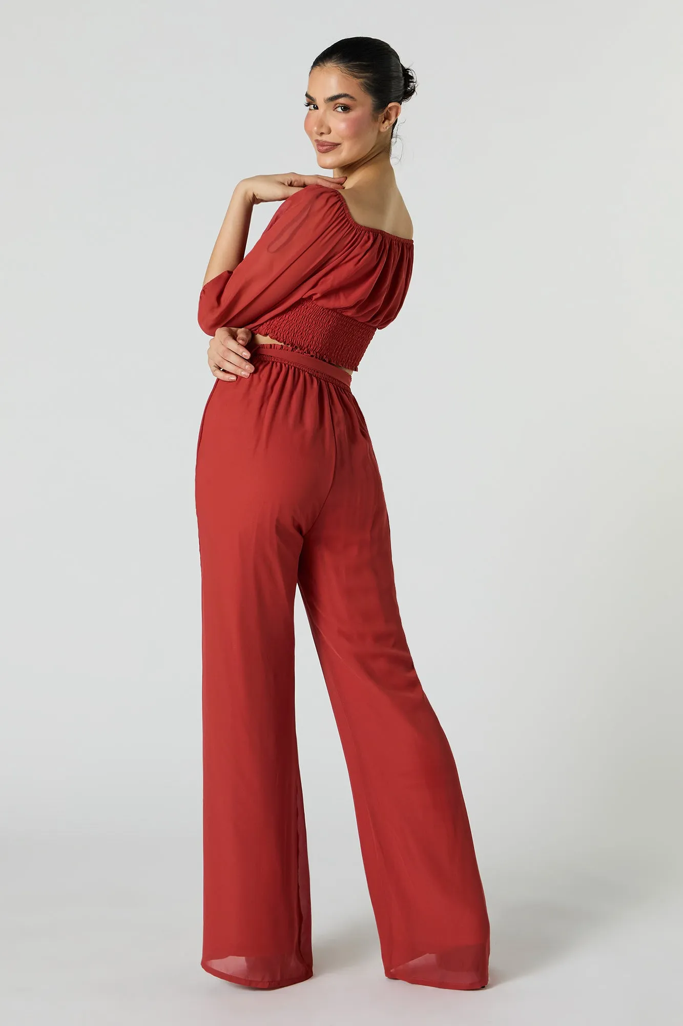 Chiffon Belted Palazzo Pant