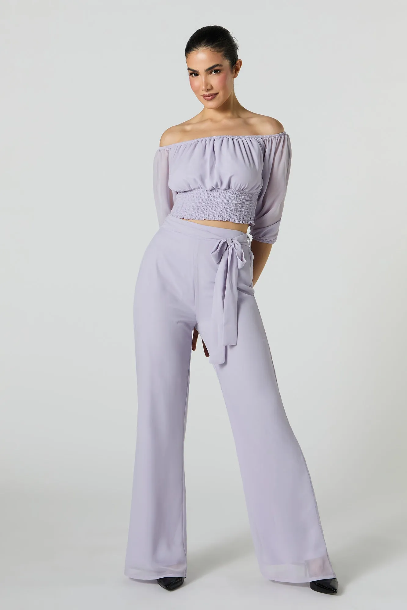 Chiffon Belted Palazzo Pant