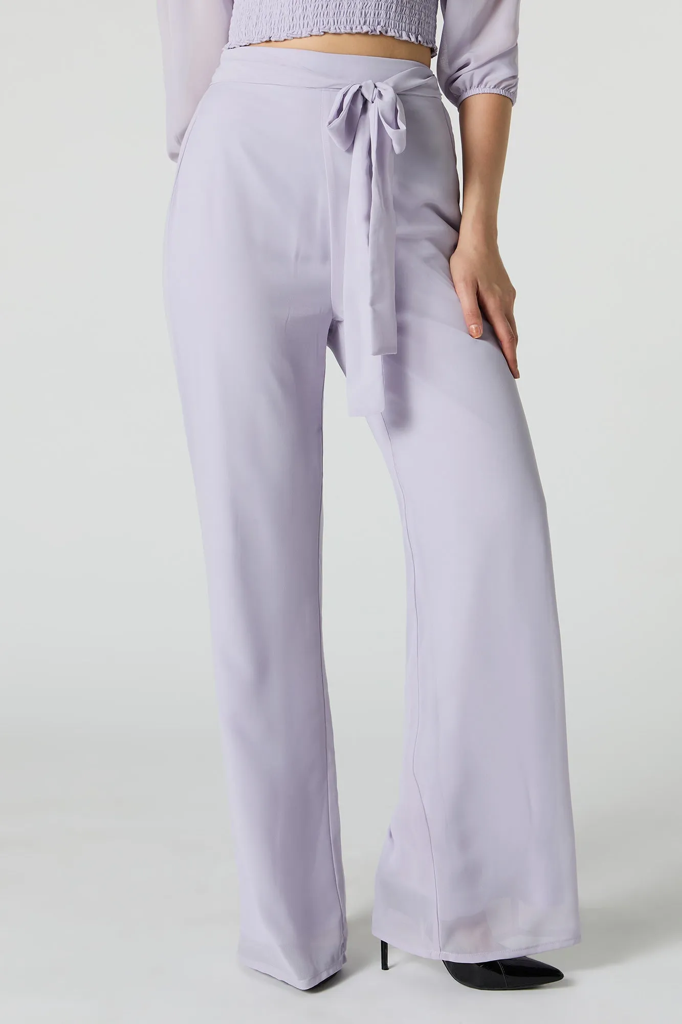 Chiffon Belted Palazzo Pant