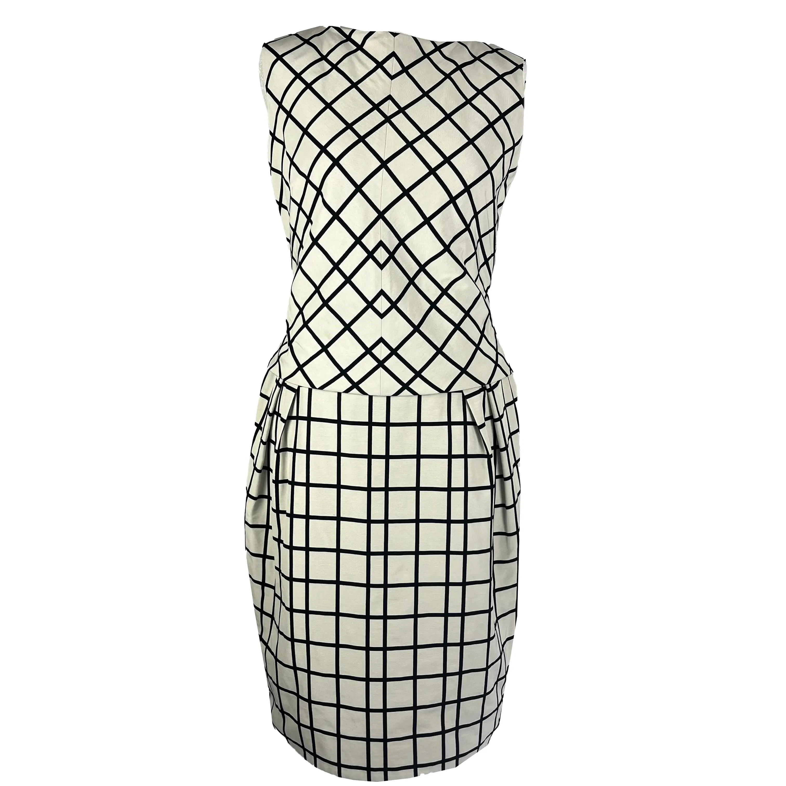 Christian Dior Ivory & Black Grid Midi Dress M