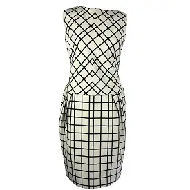 Christian Dior Ivory & Black Grid Midi Dress M