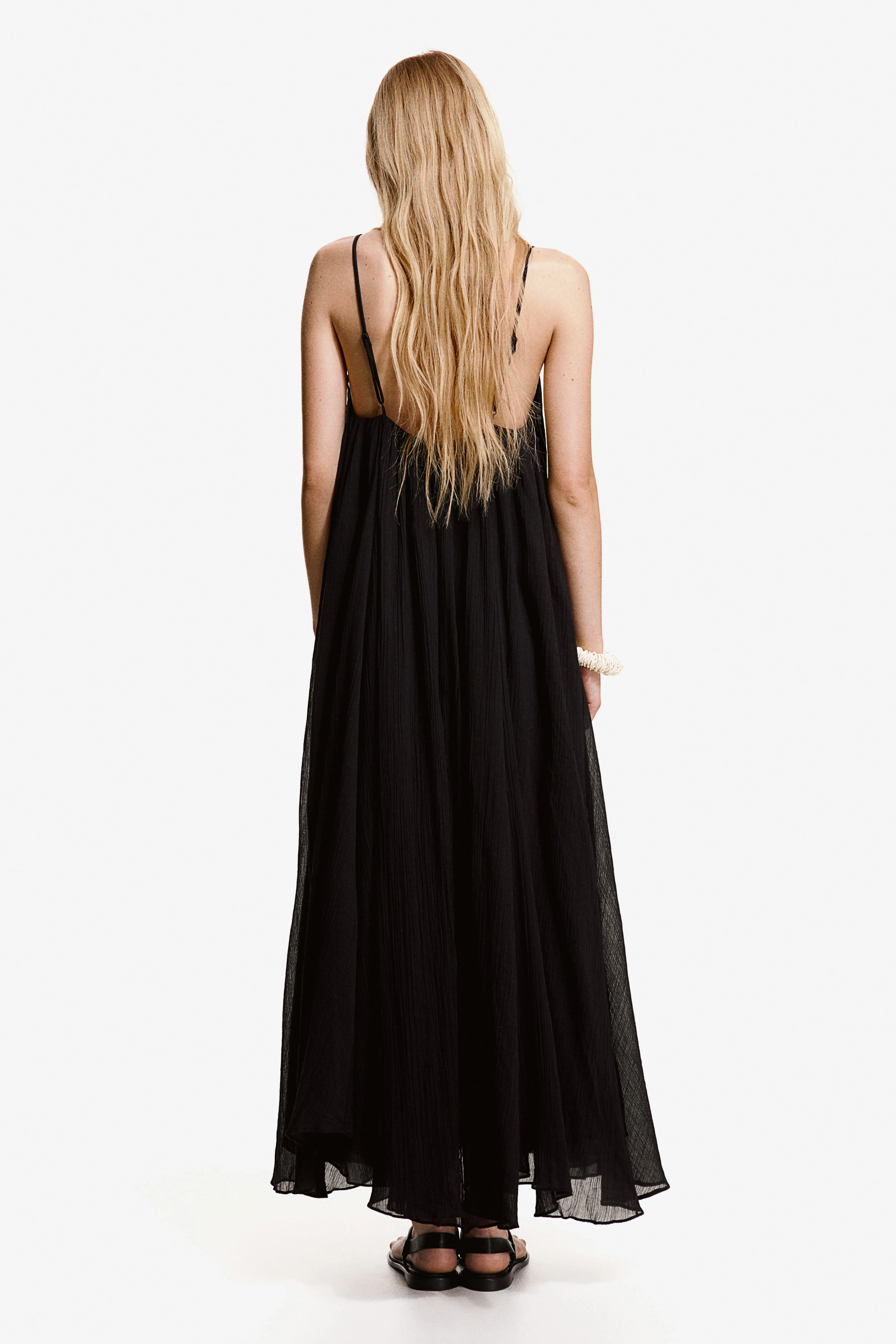 Cotton maxi dress - V-neck - Sleeveless - Black - Ladies | H&M GB