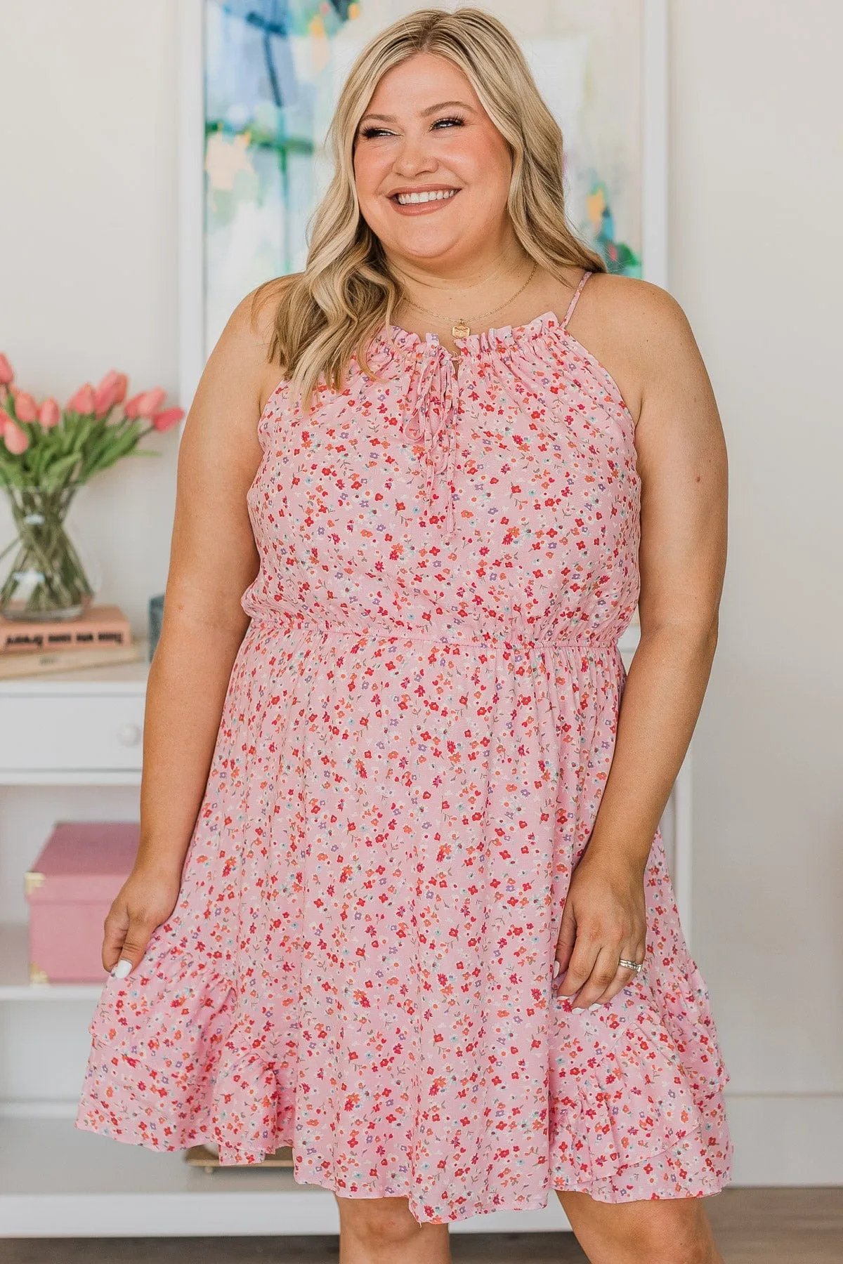 Cruise Through Town Floral Dress- Blush