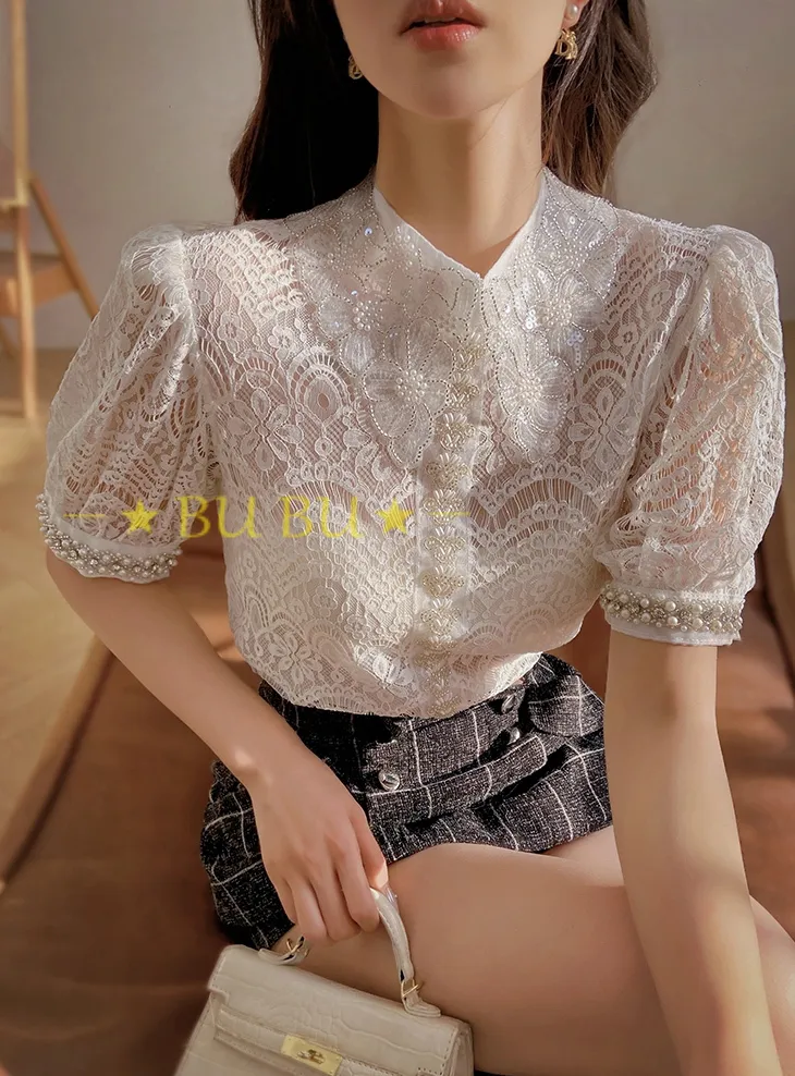 Dabuwawa  |Flower Patterns Blended Fabrics Short Sleeves Party Style