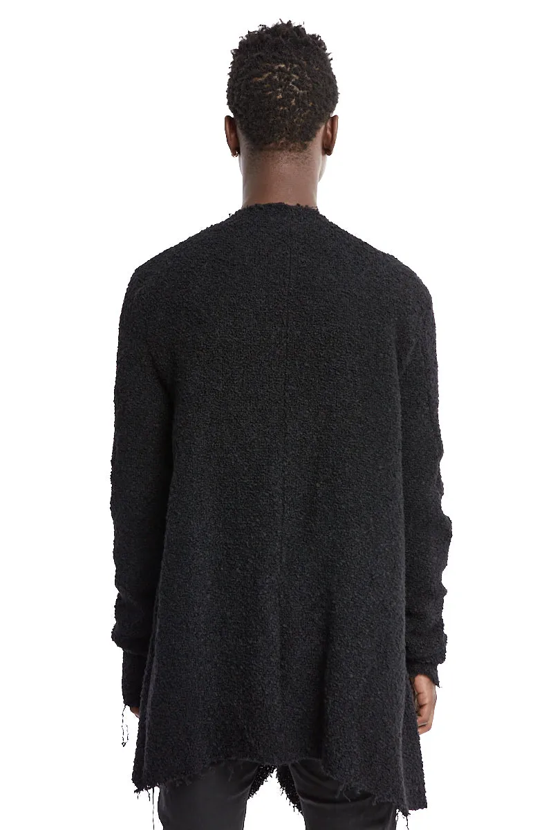 DRAPED WOOL CARDIGAN