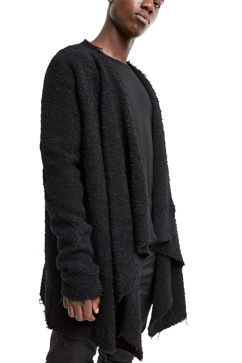 DRAPED WOOL CARDIGAN