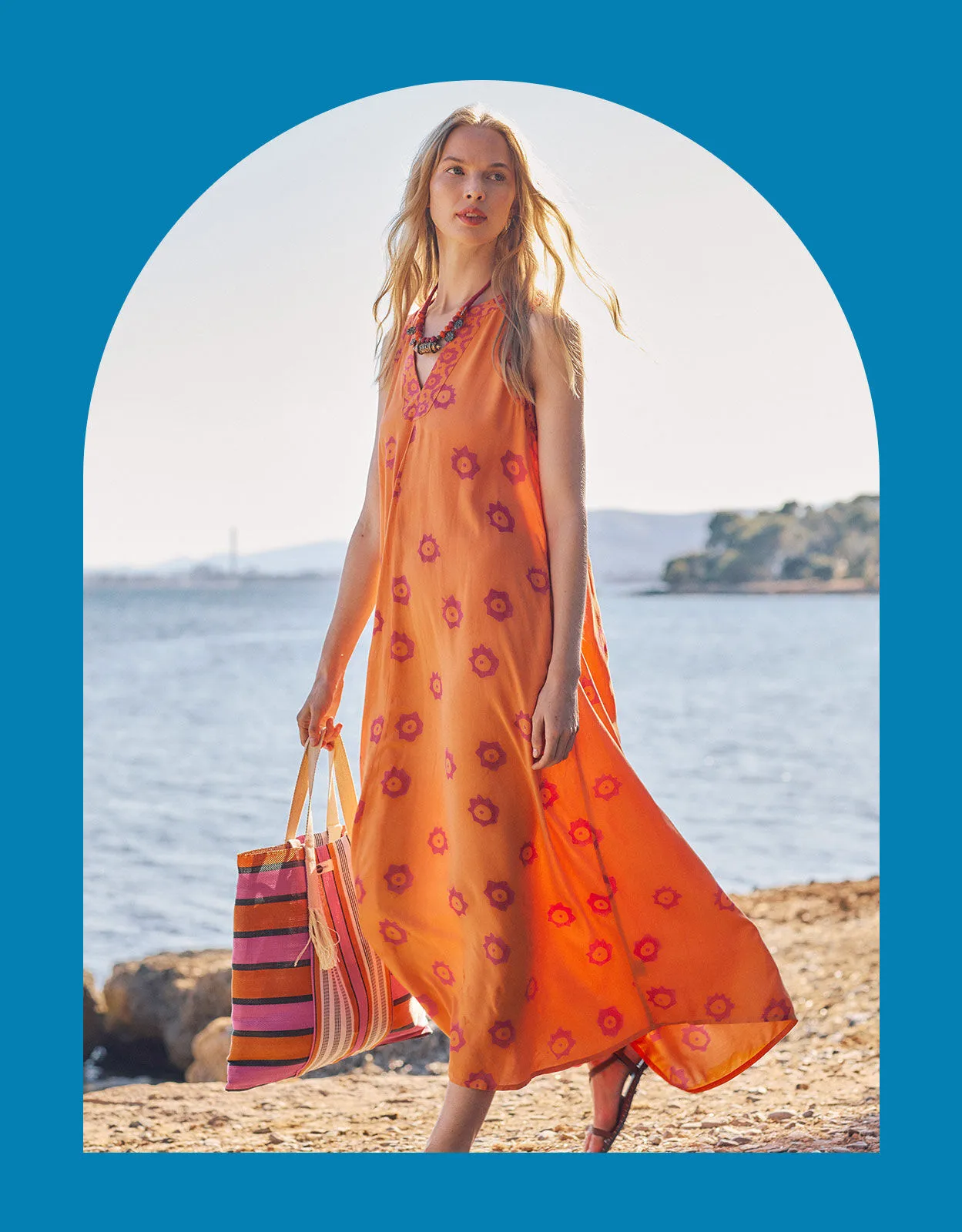 East Sleeveless Maxi Dress Orange